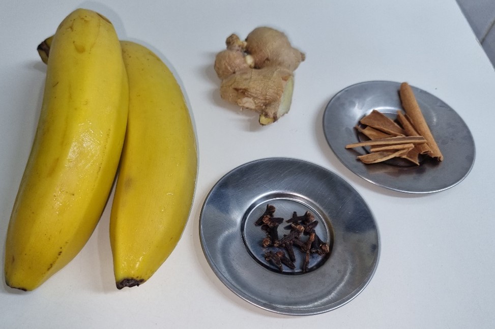 Ingredientes para o Chá de Banana